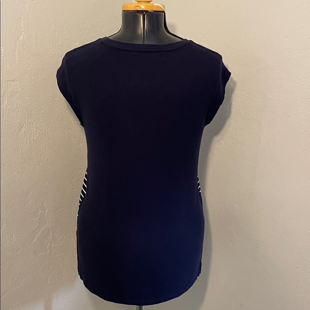 LOFT Navy and White Striped Sleeveless Top - Picture 7 of 15